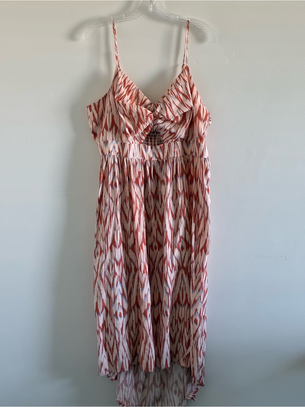 Nine West Women’s size xxl orange & beige Patterned Spaghetti-Strap Midi Dress